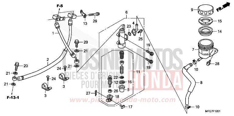 REAR BRAKE MASTERCYLINDER (CB600FA/FA3) for CB600F Hornet ABS PEARL NIGHTSTAR BLACK (NHA84) from 2007